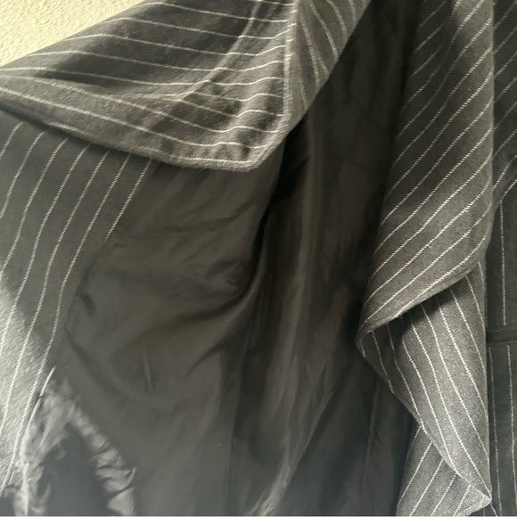 Love Stitch Women’s Coat Small Gray Striped Open Waterfall Front Winter Fall - Picture 10 of 11